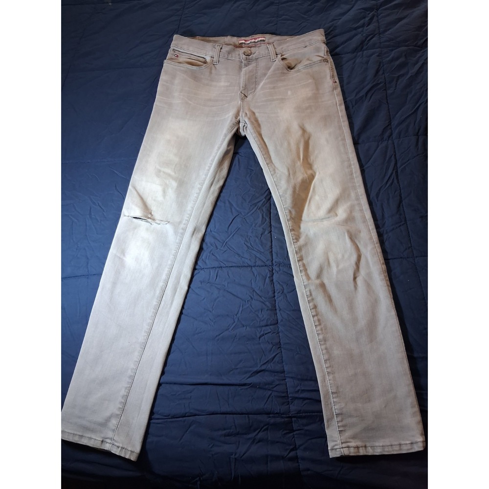 Tommy Hilfiger Jeans Mens 40x34 Blue Slim Fit Stretch Denim Gray Wash Jeans‎